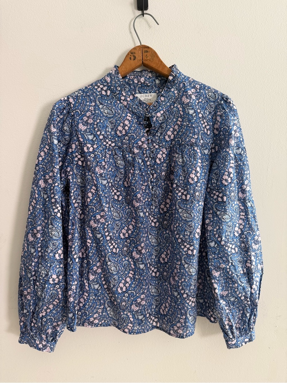 J. Crew x Liberty of London Popover Blouse Bourton Bloom Blue XS Cottagecore